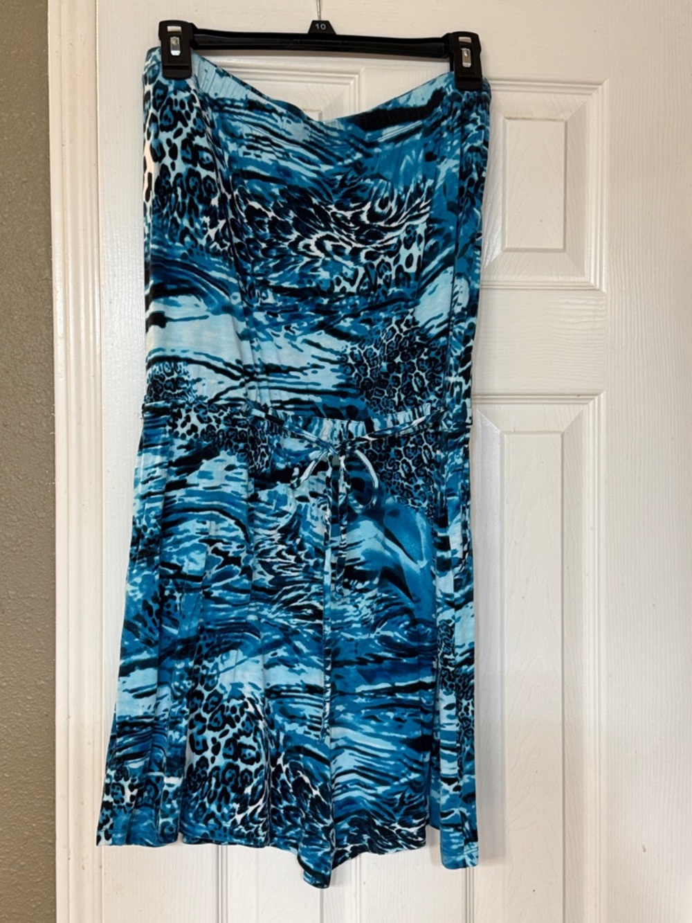 Blue Animal-Print A-Line Women’s shorts romper